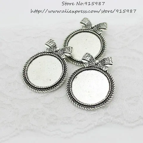 

8 шт./партия, серебряный металлический бант с подвеской, 38 х49 мм