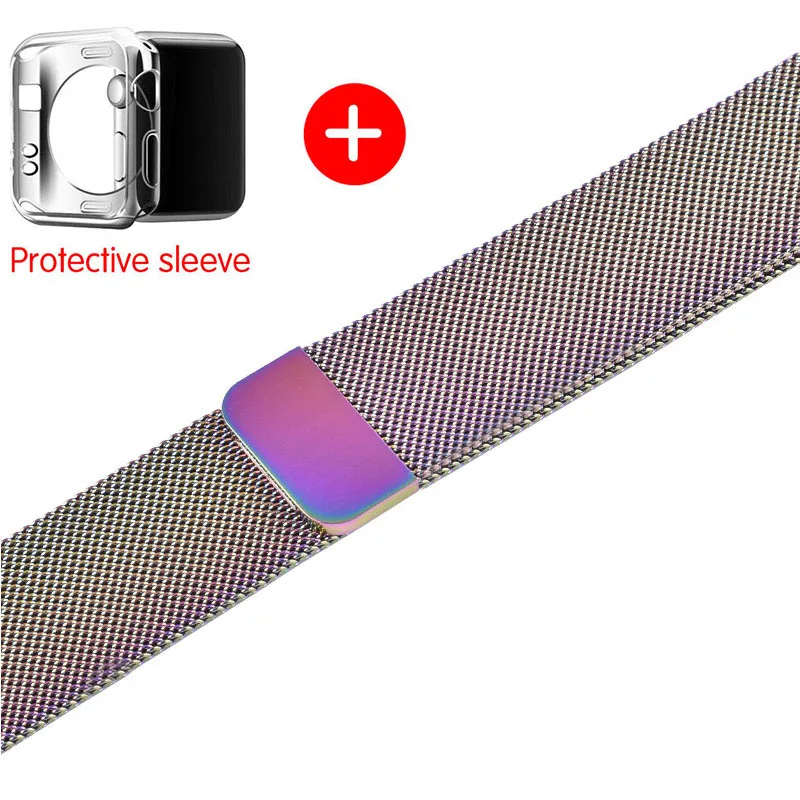 10-colorful Ремешок для часов, Миланская петля, ремешок для apple watch, ремешок 42 мм/38/44/40 мм защитный slieeve Нержавеющая сталь металлический браслет ремешок для наручных часов iwatch, версия - Цвет ремешка: 10-colorful