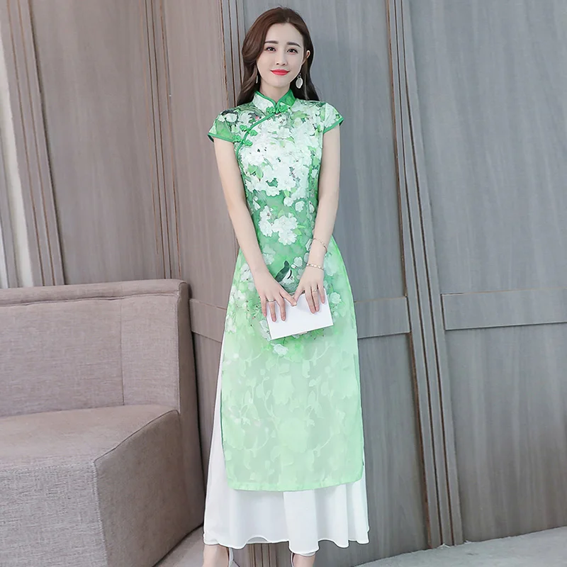 

Short sleeve summer Qipao Cheongsam aidao dress