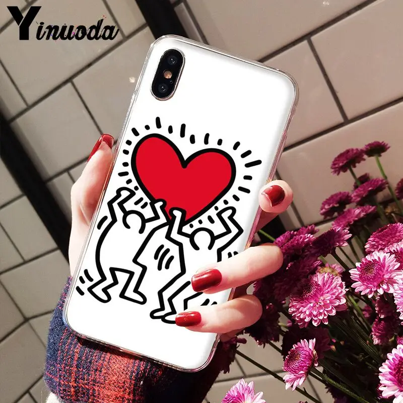 11pro MAX Keith Haring art роскошный уникальный прозрачный чехол из ТПУ для iPhone X XS 6 6s 7 7plus 8