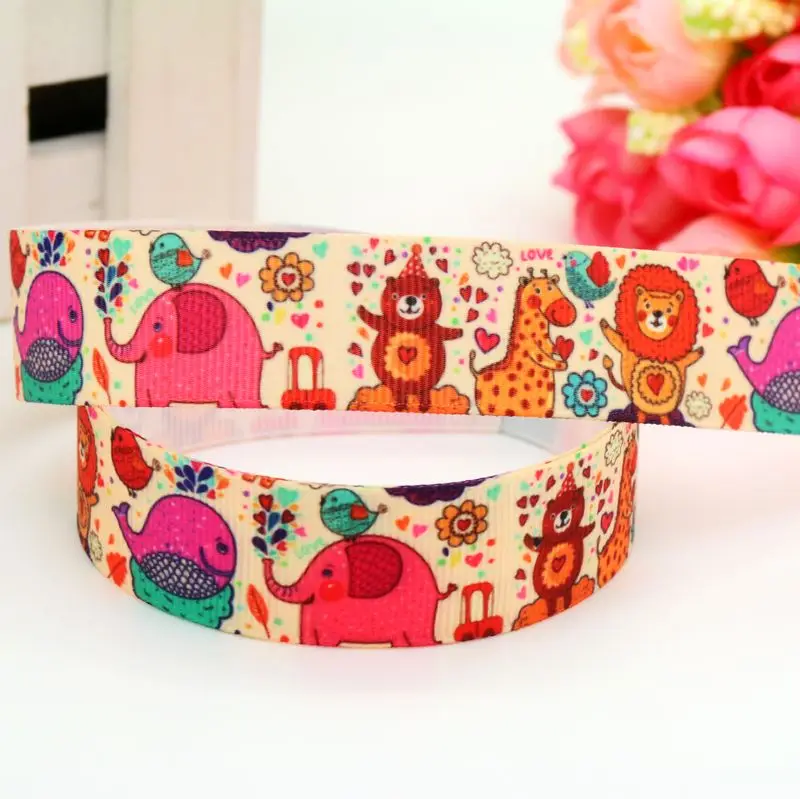 7/8 ''Бесплатная доставка Животные зуб ручная работа Печать grosgrain лента бант для