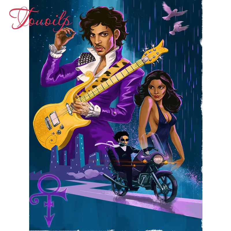 Алмазная 5d Вышивка супер звезда принца с фиолетовым дождем 5D алмазная вышивка