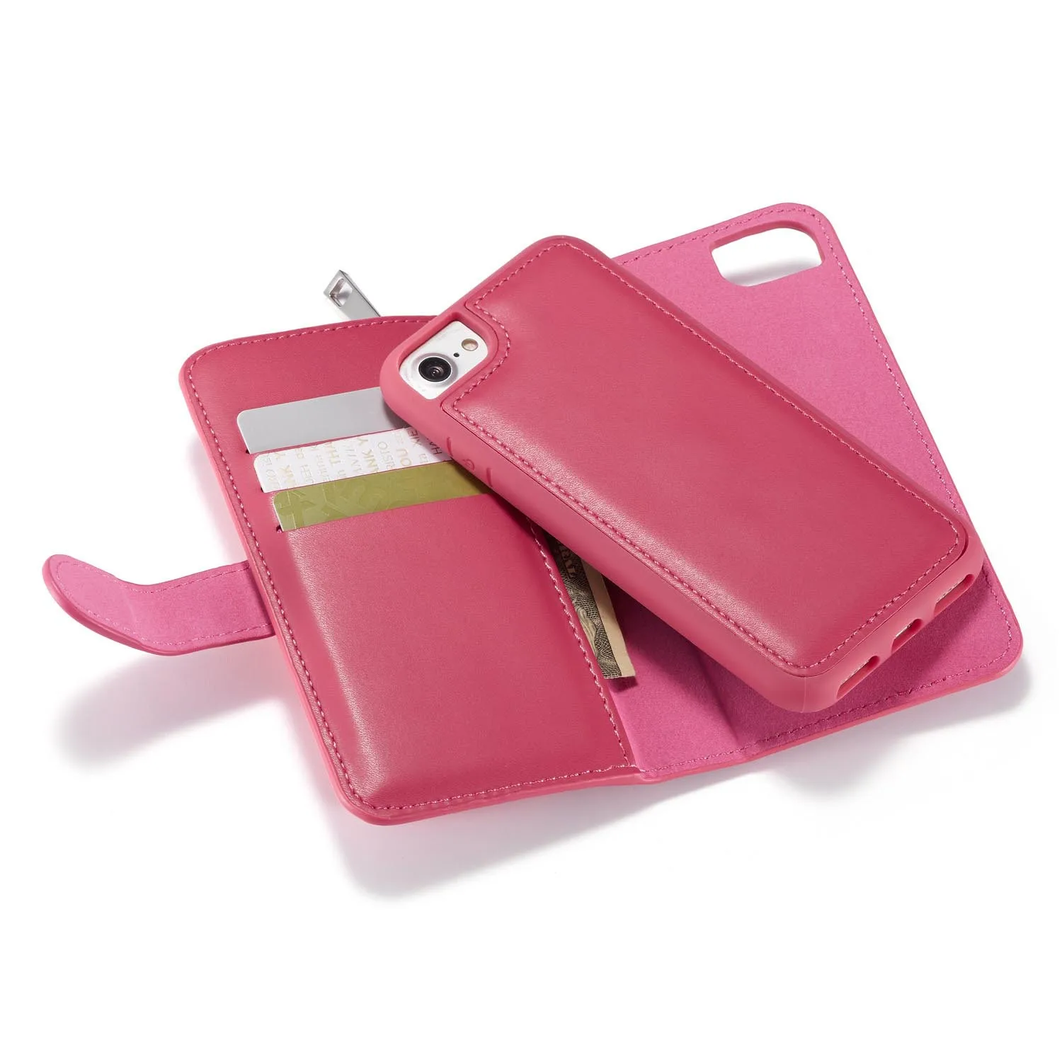rose red Съемный чехол-книжка для iPhone 6S 7 Plus, кошелек из искусственной кожи, съемный магнитный чехол из ТПУ для iPhone XS XR XS Max - Цвет: rose red