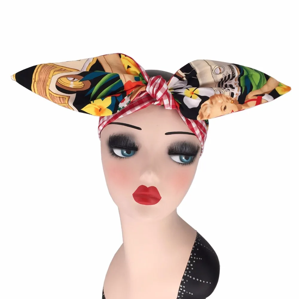 Женский винтажный шарф для волос в стиле 50-х годов Гавайскую клетку