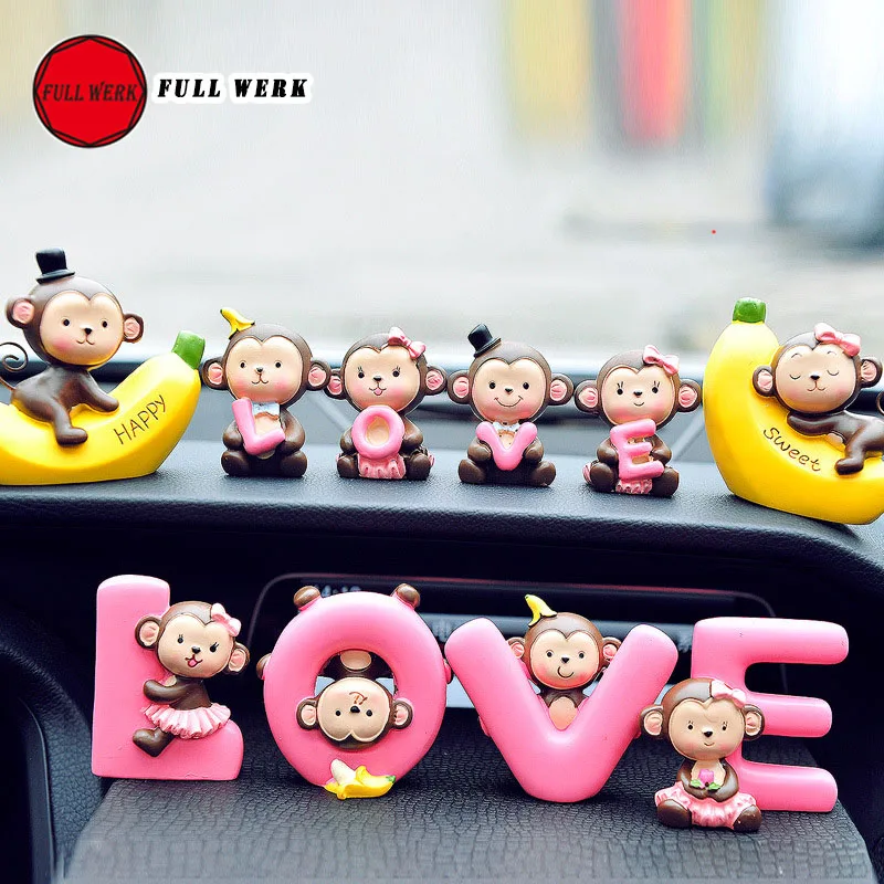 1 комплект украшение на приборную панель для дома и офиса с милыми обезьянками