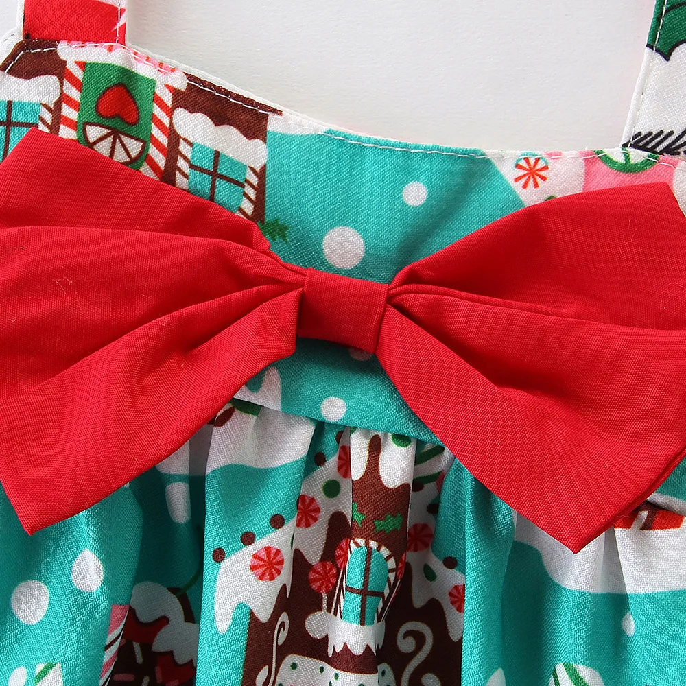 Baby Girl Clothes Cartoon Cake Pattern Lovely Bowknot Sleeveless Kids Dresses for Girls Children Christmas Party Clothing 2-6Y | Детская
