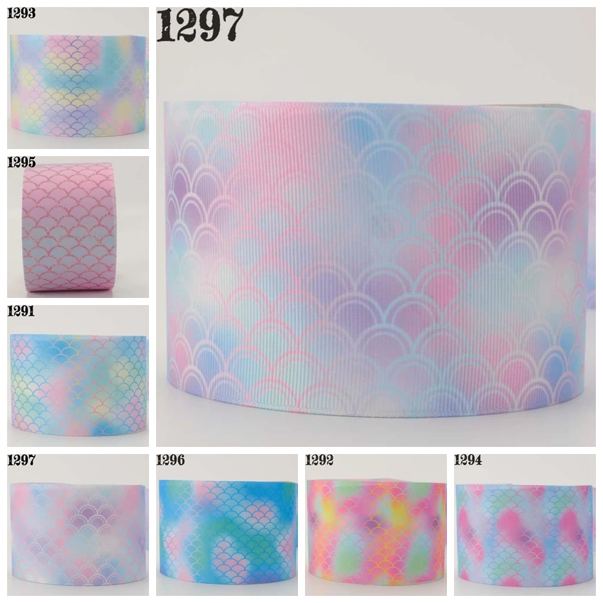 

NEW 3" 75mm colorful fish-skin-seamless-pattern printed grosgrain free shipping