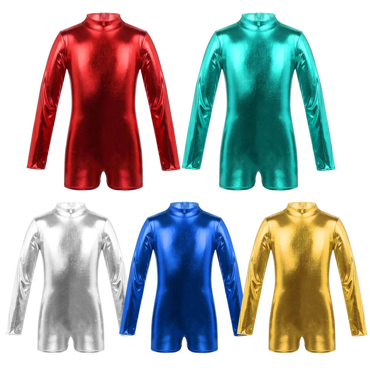 TiaoBug Детские Девушки блестящие металлические молния сзади с длинными рукавами