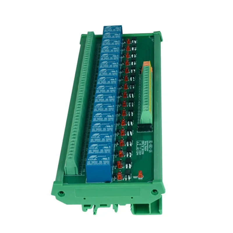 16 каналов триггер Напряжение релейный модуль с plc разъемом действительно модульный оптрон релейный модуль C креплением на рейке DIN. PLC контроля холодильного агрегата