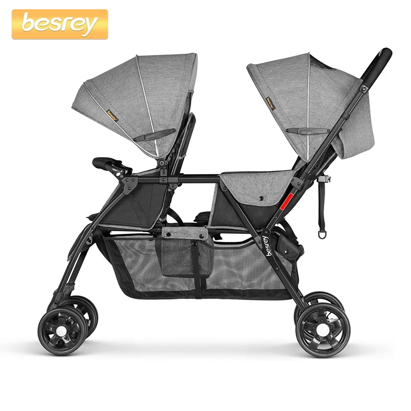 BR-C7082 Besrey детская коляска для близнецов, складная коляска для новорожденных, большая коляска для малышей, коляска для лежа и сидения - Цвет: BR-C7082
