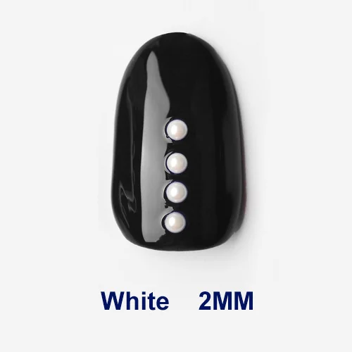 White 2mm 200 шт, хит, Южная Корея, импортные, яркие, цветные/белые жемчужины, высокий уровень, для дизайна ногтей, блестящие жемчужины, украшения для ногтей, бусины - Цвет: White 2mm
