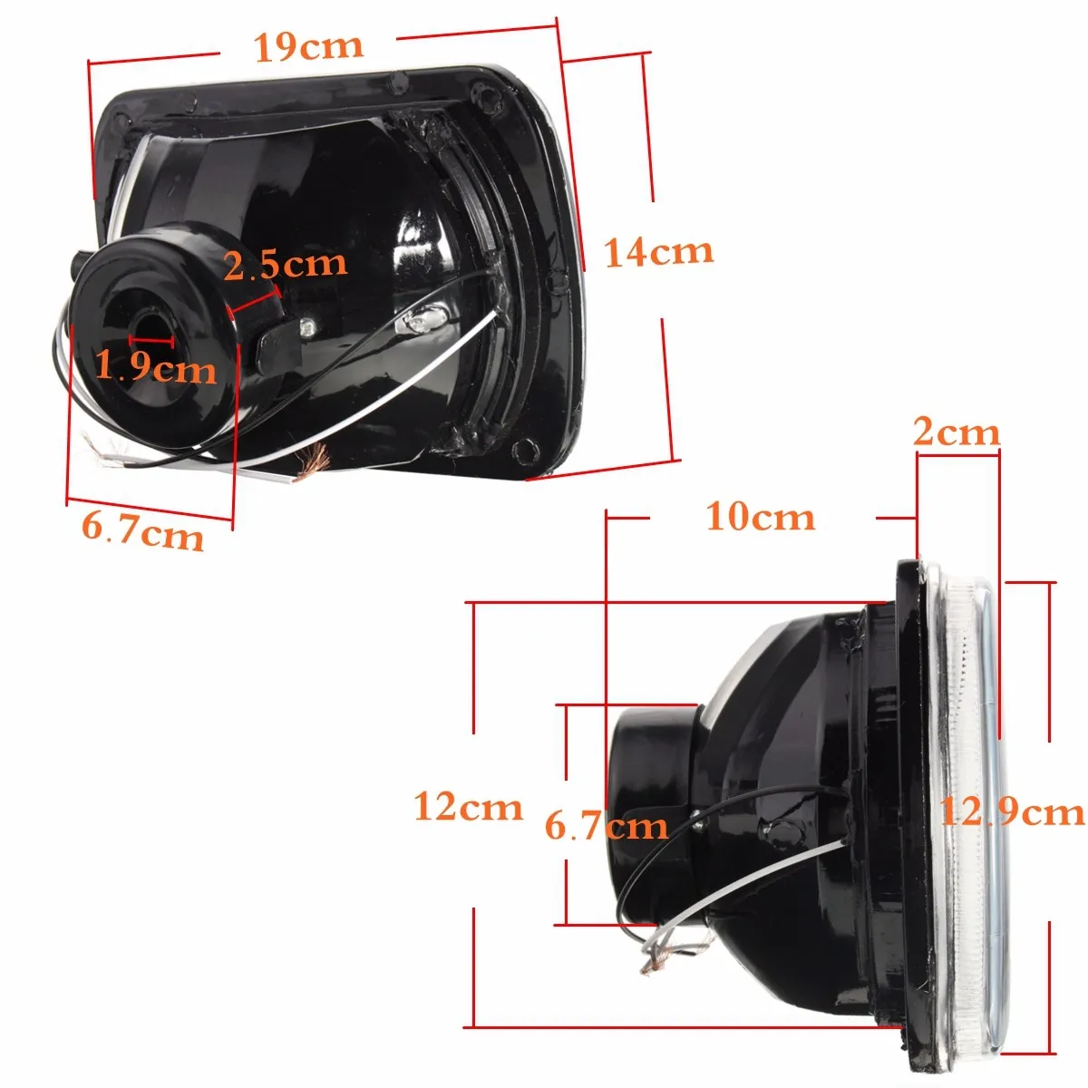 For benz for Mazda 1Pcs H6014/H6052/H6054 7x6Inch Black LED Ring Projector Headlight Black Conversion Shell