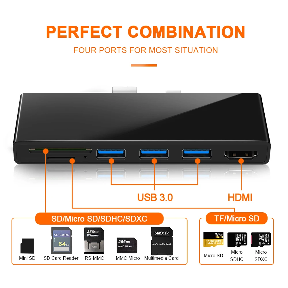 Концентратор Rocketek 4K HDMI и usb 3 0 кардридер/1000 Мбит/с гигабитный Ethernet адаптер для SD/TF