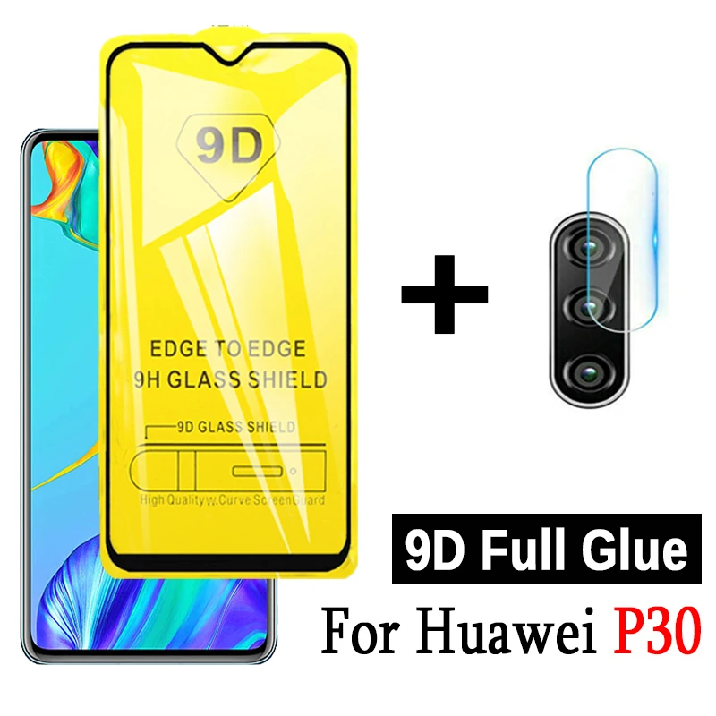2 в 1 9D полное клей Защитное стекло для huawei P30 закаленное на Huawey Huawai P 30 Защитная