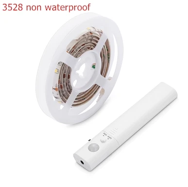 3528 non waterproof 1/2/3 м Беспроводной движения Сенсор Светодиодные ленты 3528 SMD Батарея Мощность Ночной светильник под прикроватная лампа для шкаф, шкаф, шкаф с выдвижными полками, Лестницы - Испускаемый цвет: 3528 non waterproof