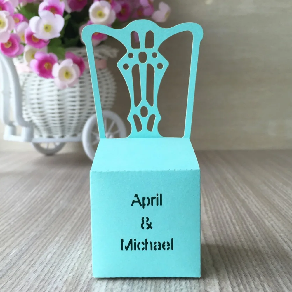 50 шт./партия Бесплатная печать лазерная резка дизайн стула детский душ свадебные