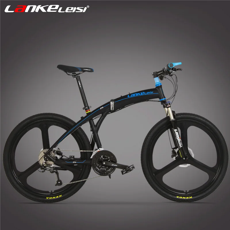 P8 Folding Mountain Bike, 26 Inch 27 Speed, Oil Disc Brake, Integrated / Spoke Wheel MTB,   Portable Bicycle, Suspension Fork