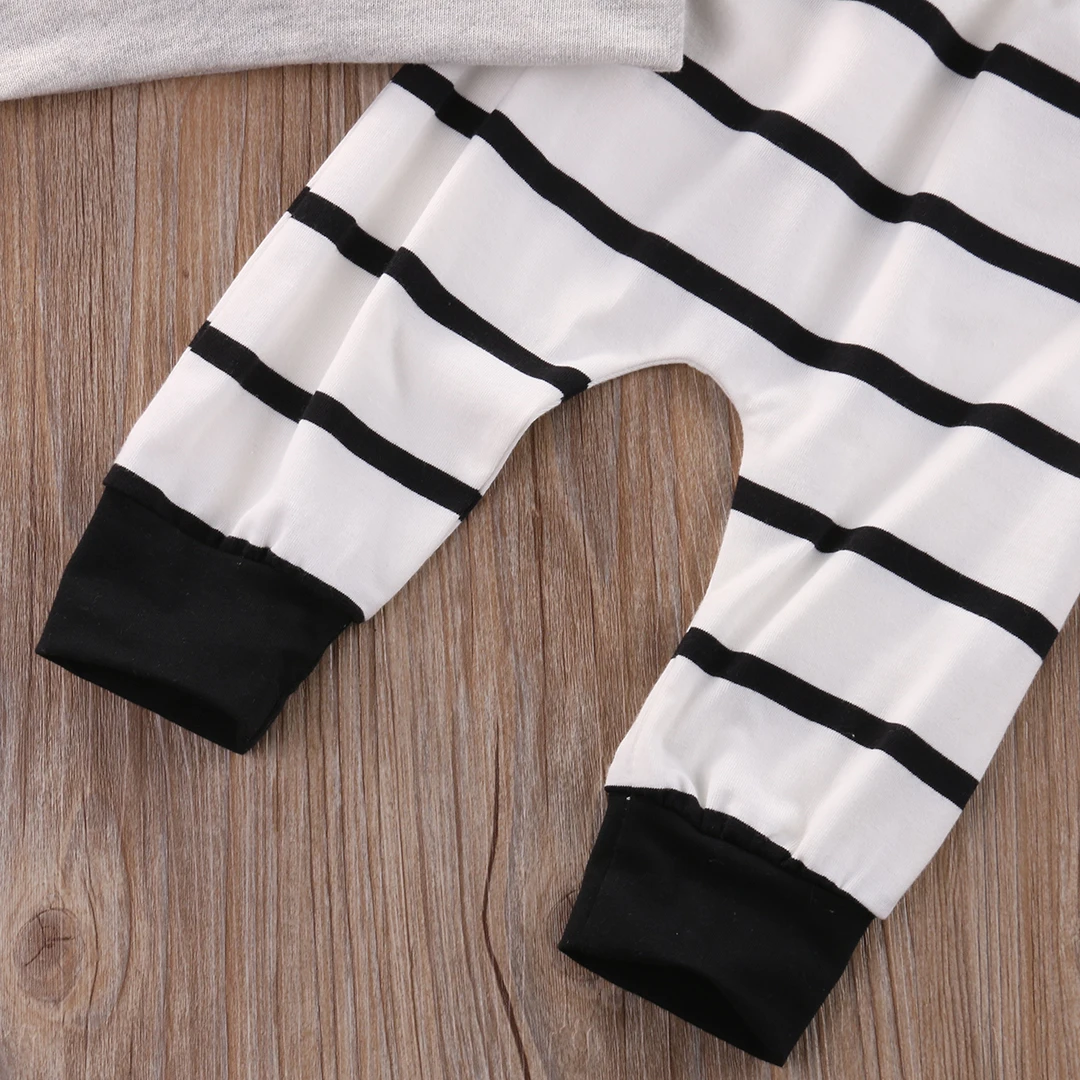 0-18M panda Unisex set Kids Newborn baby Boys Girls long sleeve T-shirt +striped Pants Infant Clothes Outfits Sets | Детская одежда и