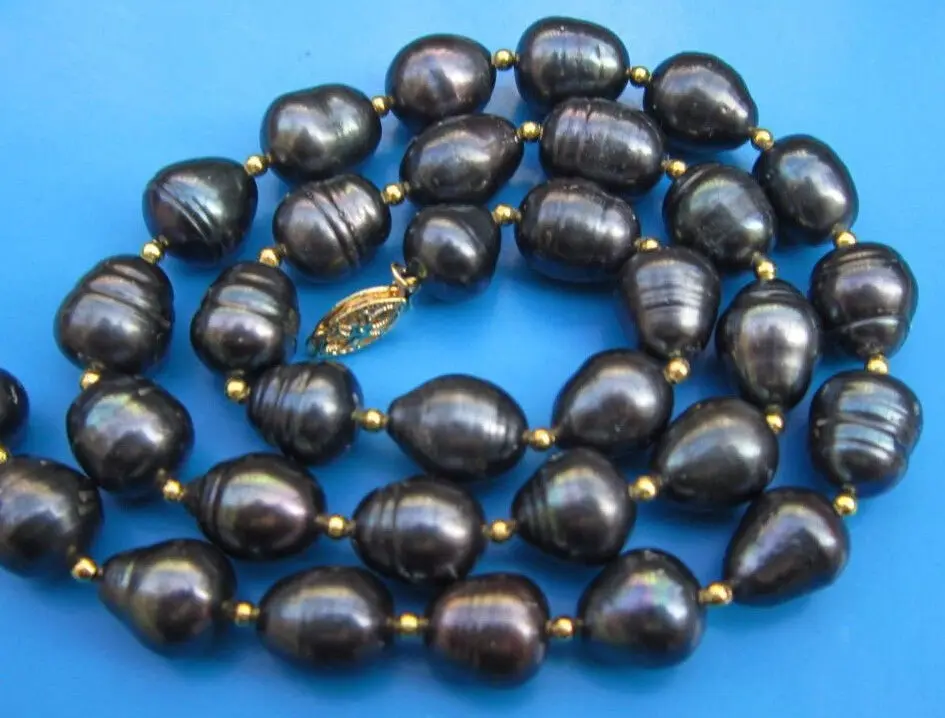

collection 11-13MM NATURAL TAHITIAN GENUINE BLACK DROP PEARL NECKLACE
