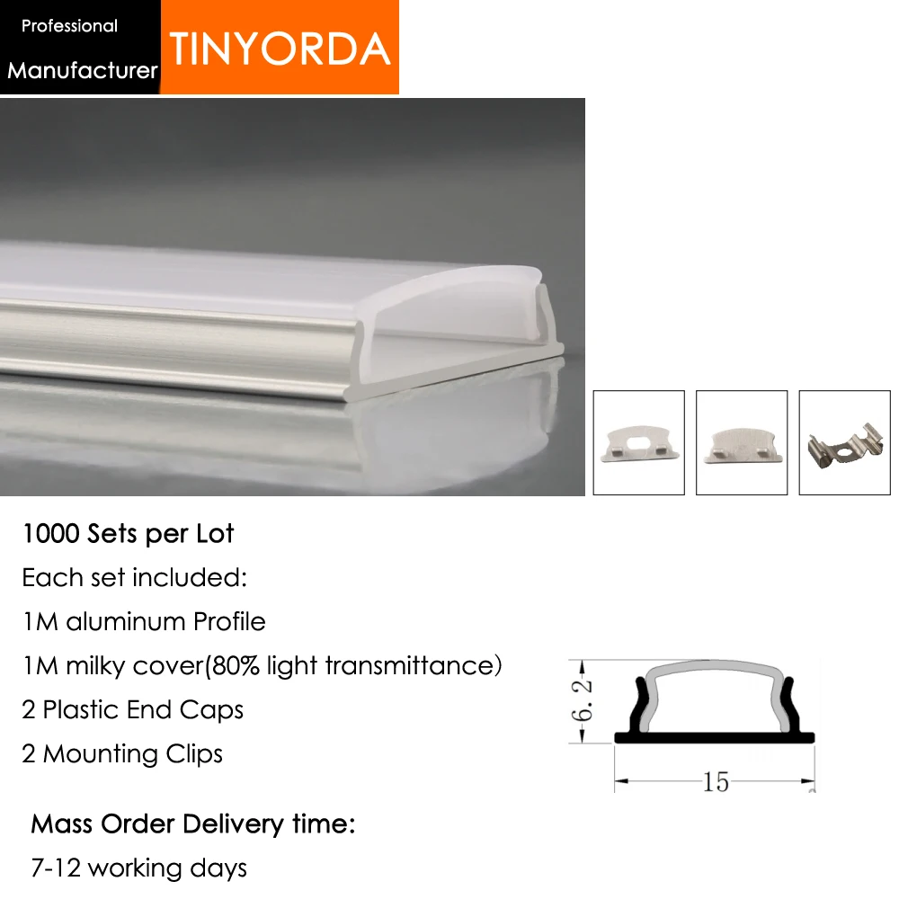 Tinyorda 1000 шт. (длина 1 м) светодиодный профиль Alu канала для 9 мм Светодиодные полосы