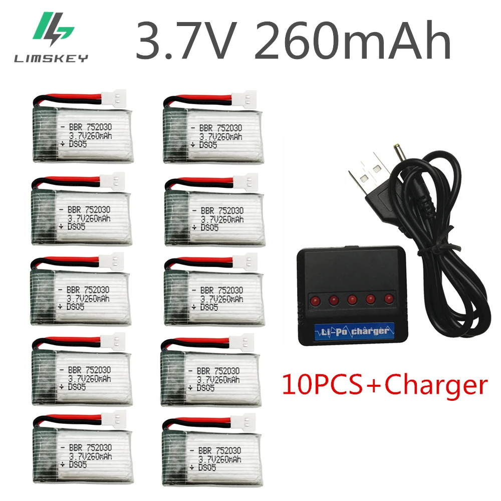 10 шт. 3 7 в 260 мАч литий полимерный аккумулятор для H8 Mini H48 Запчасти