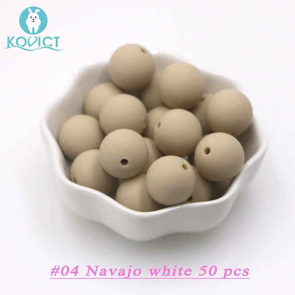 NO.04 Navajo white Kovict 50 шт. опционально 15 мм Силиконовые Круглые бусины грызунов Diy для ожерелья Жевательная соска цепочка бусы-клипсы мягкая текстура силикон - Цвет: NO.04 Navajo white