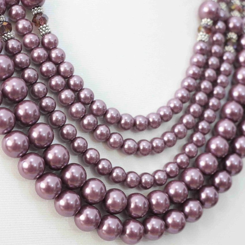 Уникальный Фиолетовый серьги 5 рядов ожерелье фиолетовый хрусталь круглый