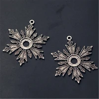 4pcs antique silver plated 41mm snowflake charm alloy pendants fashion necklace earrings diy metal jewelry findings a1028