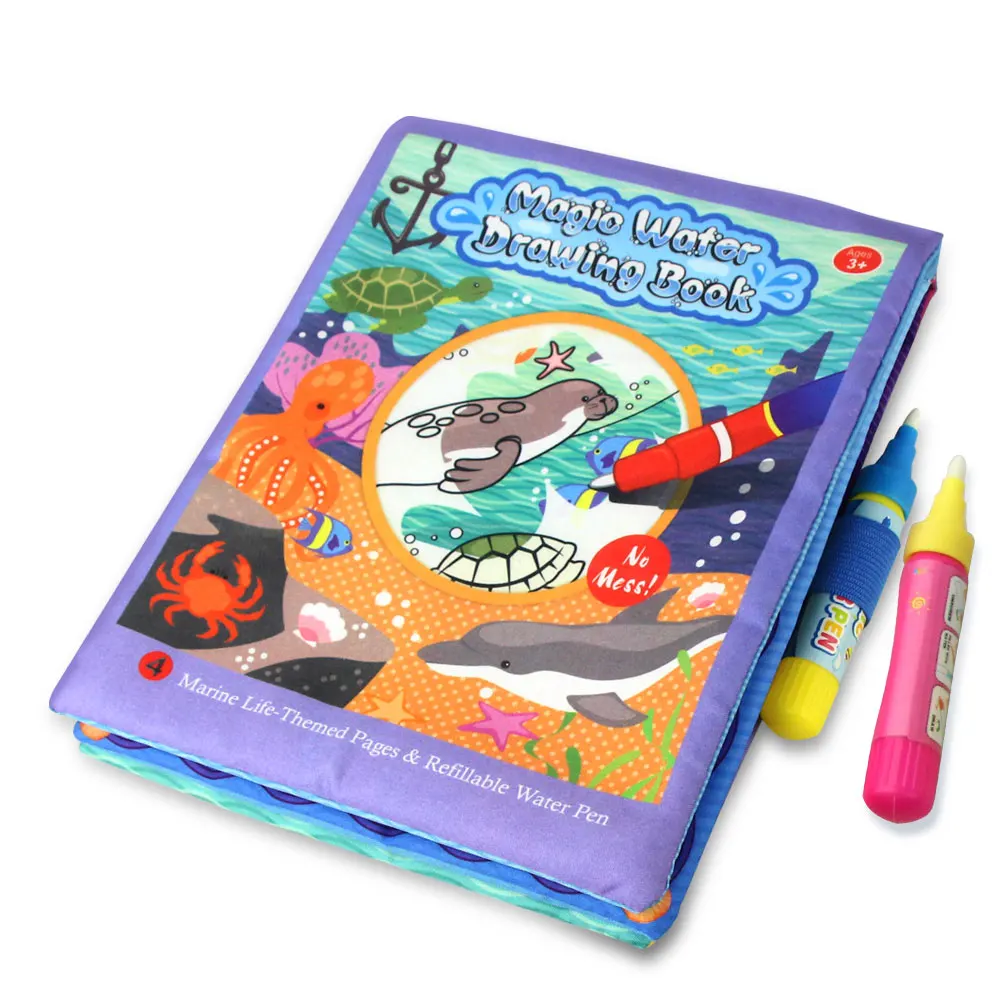 Marine Life Water Drawing Cloth Book& Magic Pen Marine Life Theme Multi-color Painting Doodle Soft Book Learning Educational Toys for Kids - Цвет: Marine Life