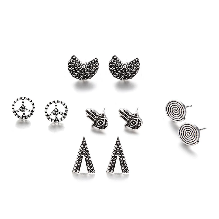 RAVINOUR Pendientes Mujer Moda панковские серьги-гвоздики набор Этнические геометрические