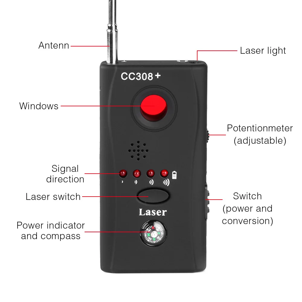 CC308 + Анти шпион Камера Скрытая радиочастотного сигнала обнаружитель