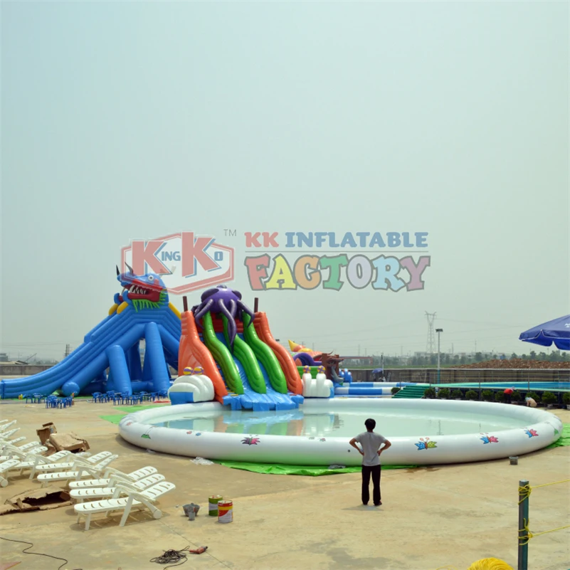 Goedkoop Octopus Adventure Water Park Amusement Spel Opblaasbare Glijbaan Zwembad Park Voor Water Wereld
