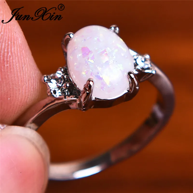 ROXI Оптовая Радуга огненный опал кольца для женщин Серебристый Овальный