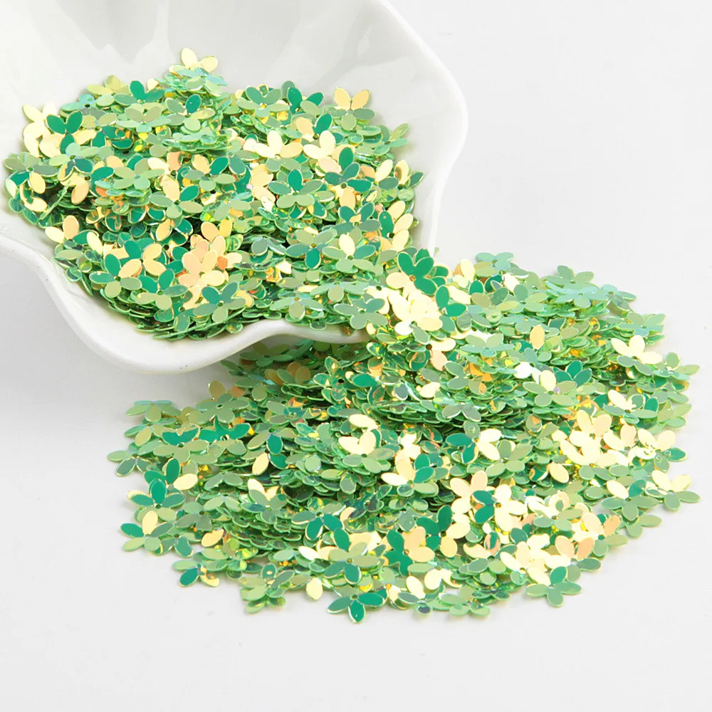 green gold Блестки матовый белый цвет 10 мм чашка пять пальцев цветок тесьма с пайетками для шитья свадебные ремесла Женская одежда Аксессуары 20 г/лот - Цвет: green gold