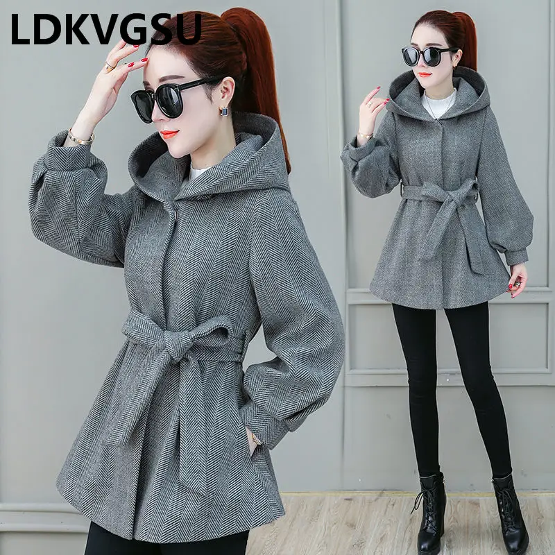 Женская шерстяная куртка на осень и зиму новинка 2018 однобортное повседневное