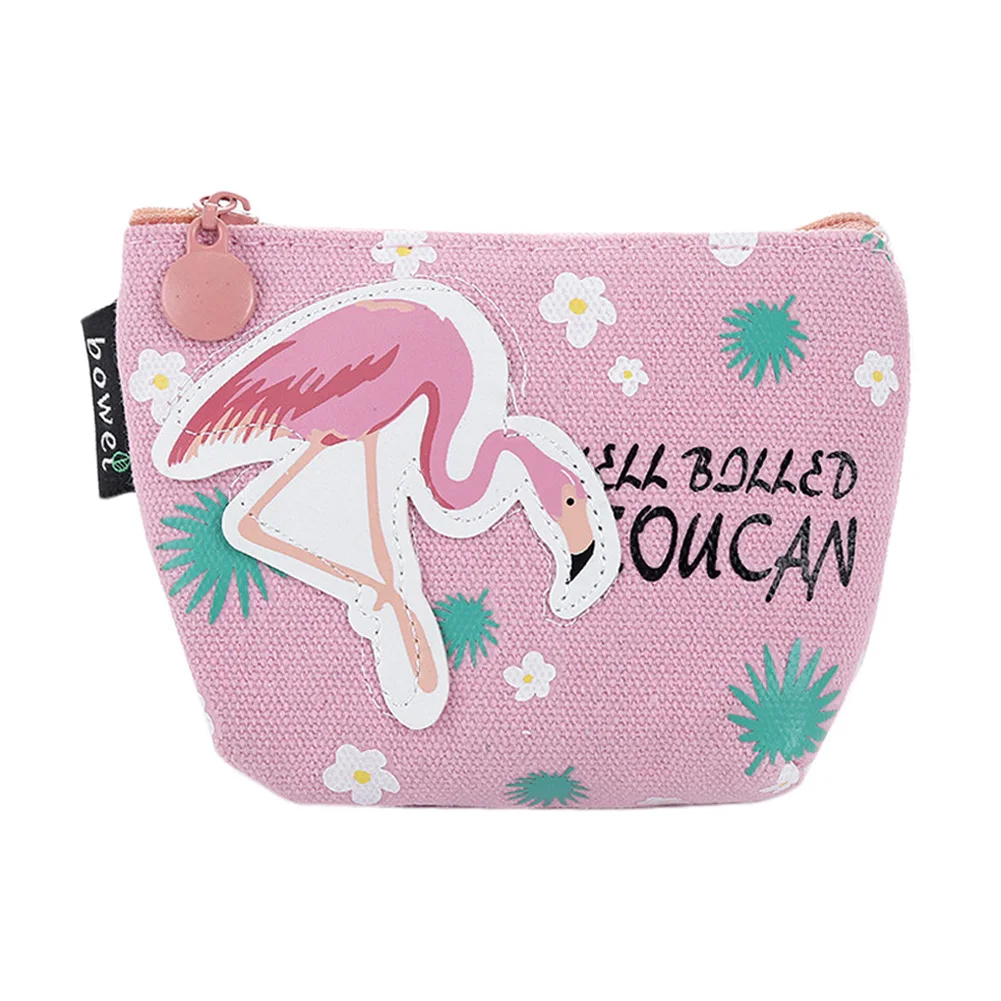Дешевые милые портмона Мультфильм Птица Фламинго холст монет сумки небольшой