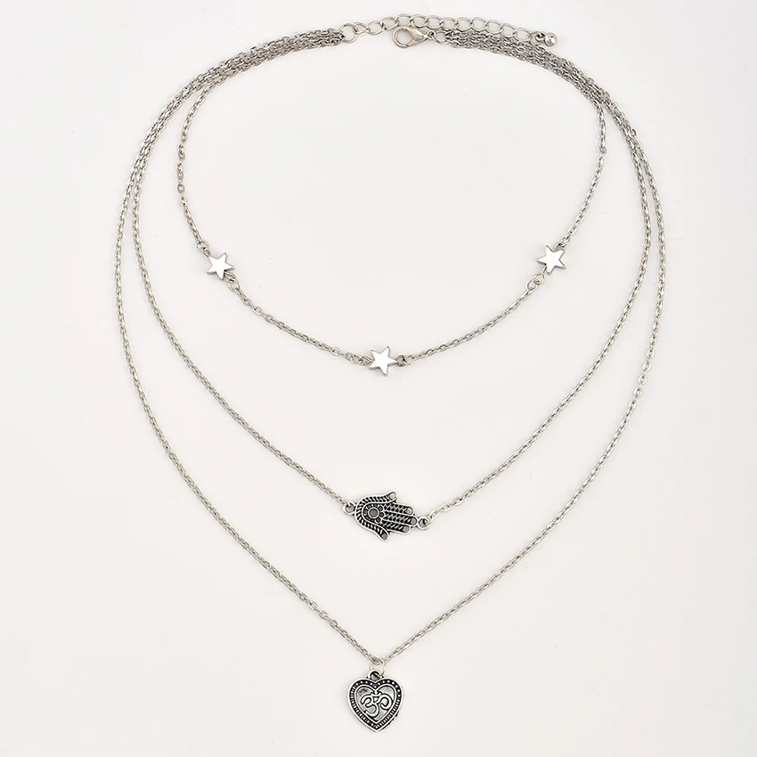 bohemian Star Love Heart Choker Necklace For Women Hamsa Chocker Necklaces Pendants Buddha colar Collares collier femme ketting | Украшения