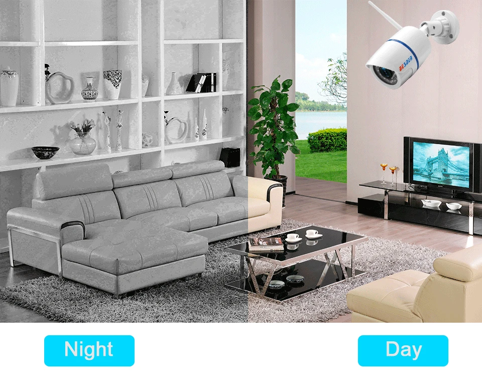 BESDER Audio 720P 1080P Wifi Ip CCTV Outdoor Camera Surveillance White Waterptoof Onvif Wireless Camera With SD Card Slot CamHi