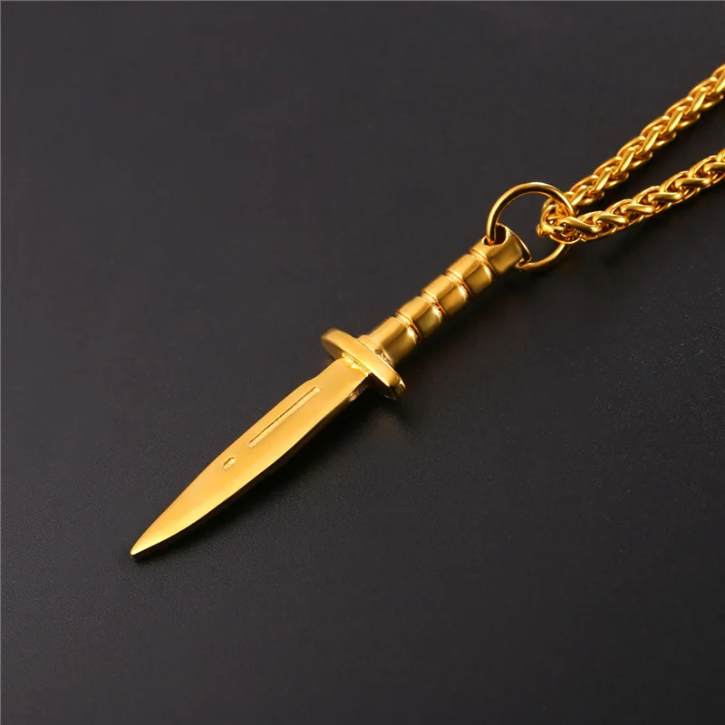 Starlord Dagger/ожерелье «меч» кулон из нержавеющей стали/золотой цвет Веревка Цепь для мужчин оружие хип-хоп Байкер ювелирные изделия GP2468