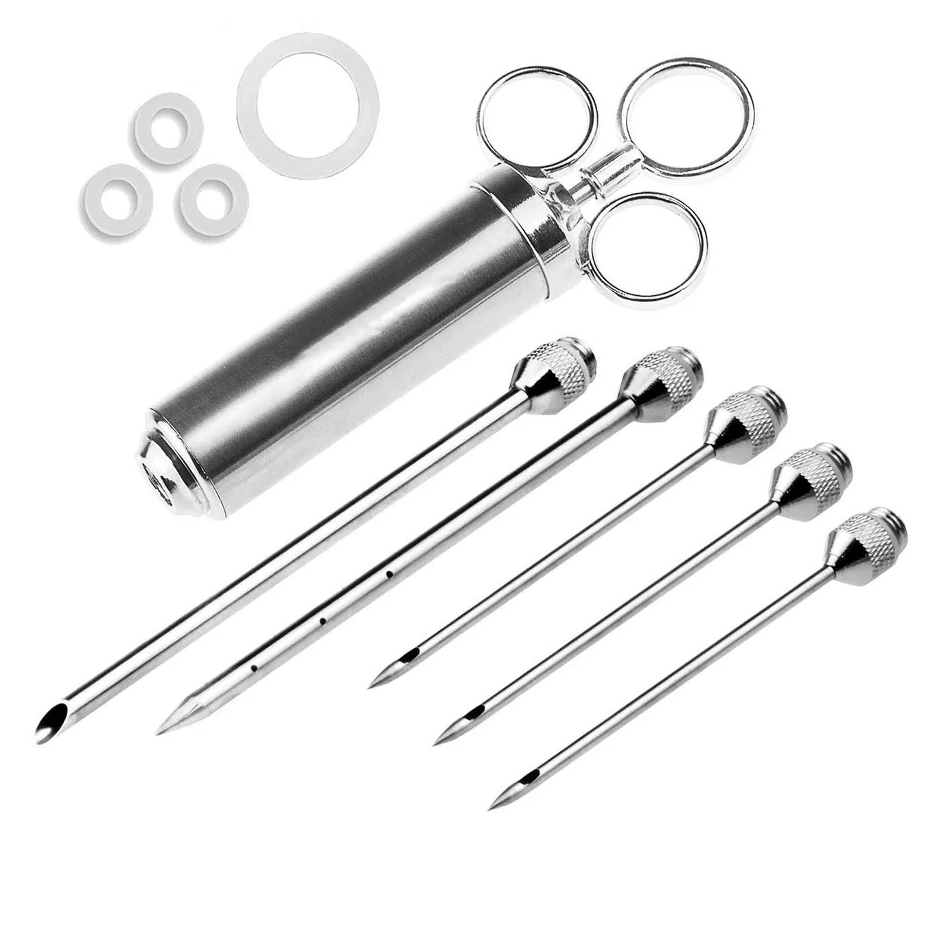5 Needles Новинка, 2 унции, инжектор мяса, шприц для птицы, маринада, ароматизатор, инжектор для мяса, приправа, инжекторы, набор для барбекю, кухонные инструменты с 5 иглами - Цвет: 5 Needles