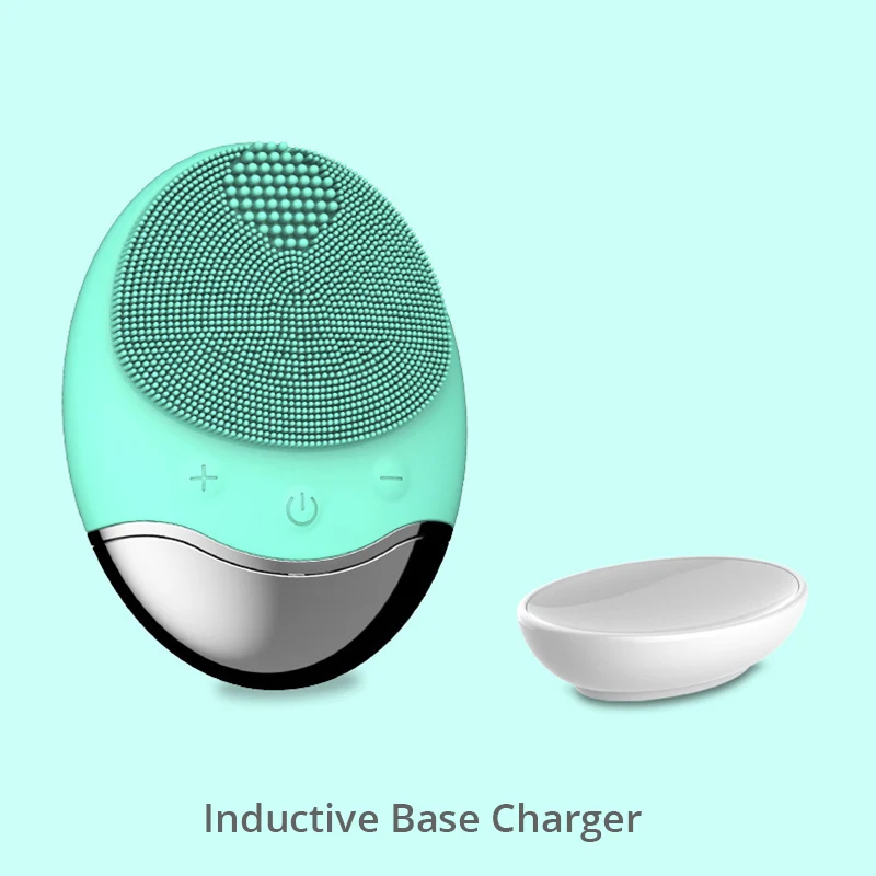 Inductive Green Электрическая звуковая щетка для очистки лица глубокая чистая маска от черных точек угрей удаление остатков макияжа USB Rechagrgeable силиконовая кисть для лица - Цвет: Inductive Green
