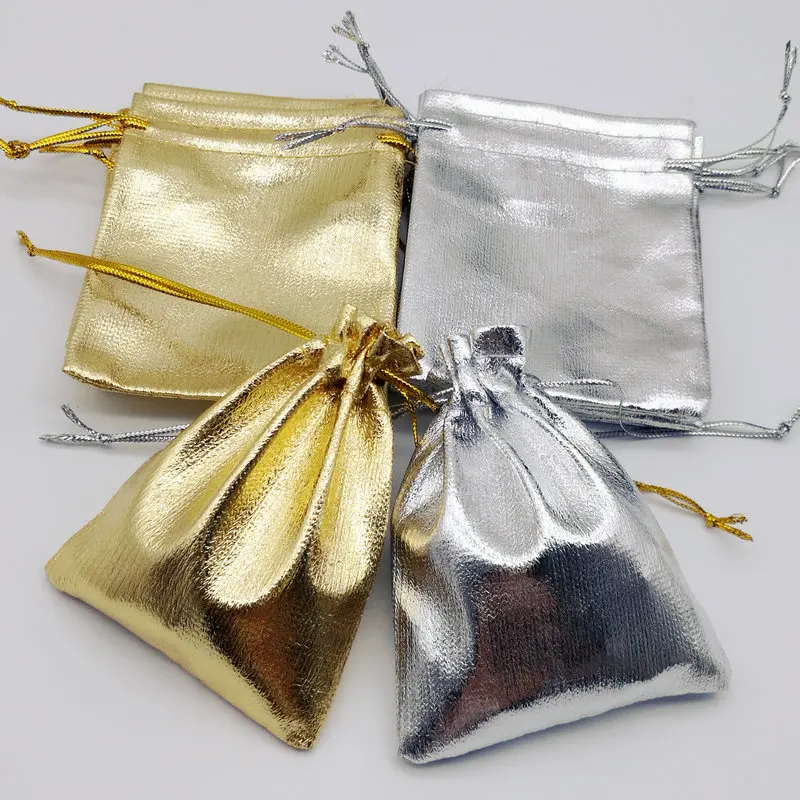 

100pcs Gold Silver Wedding Gift Bag Earring Necklace 10*12cm Jewelry Ring Bracelet Brace Strap Pouches