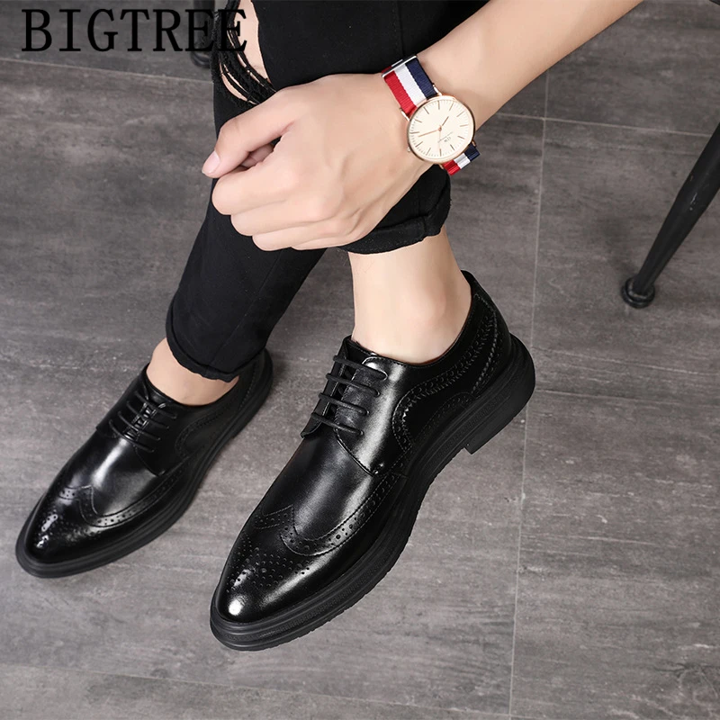 Туфли-Броги мужские деловые классические туфли для выпускного вечера/свадьбы |