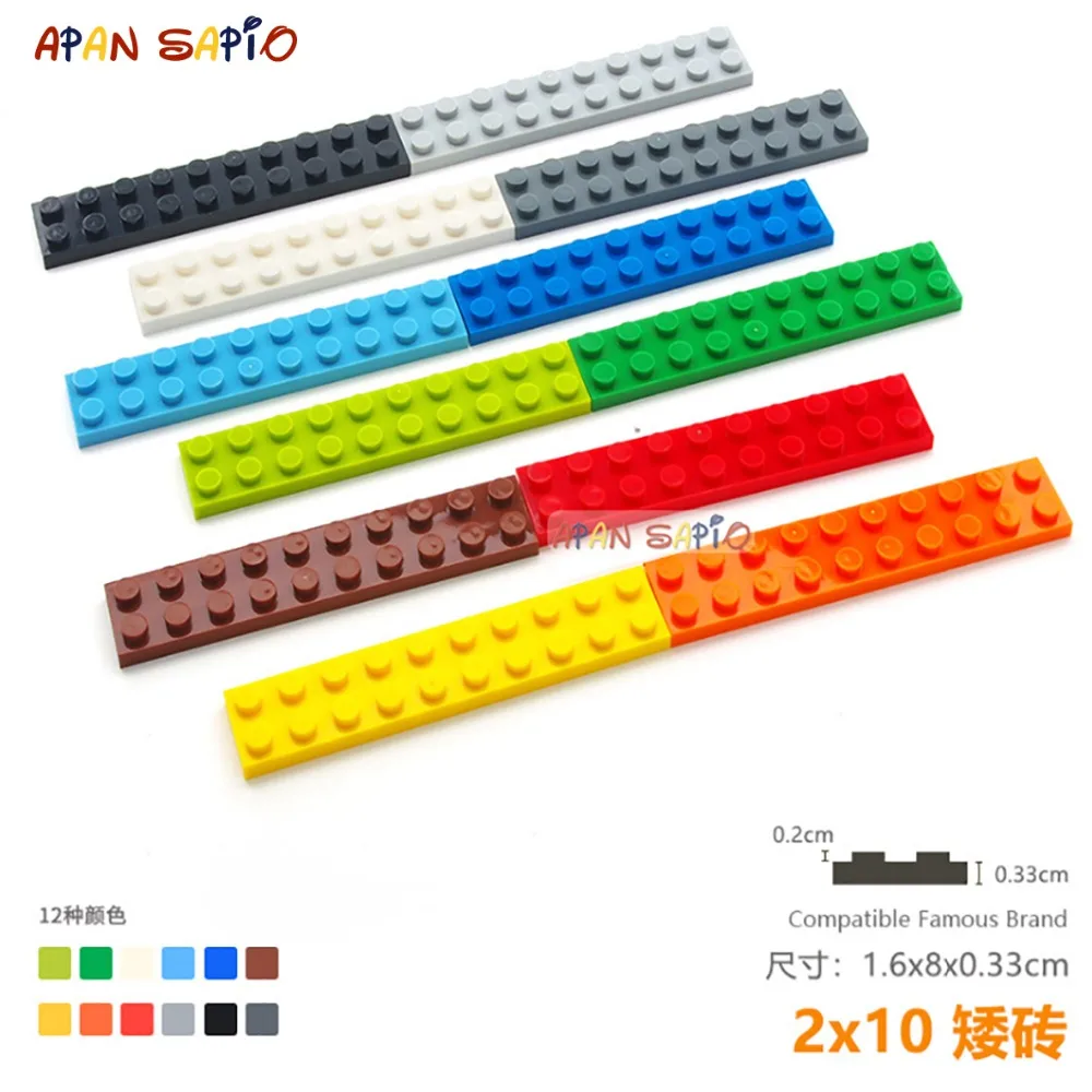 5 шт./лот, сделай сам, строительные блоки кирпичи тонкие 2X10 развивающие сборные строительные игрушки для детей размер совместимы с брендом