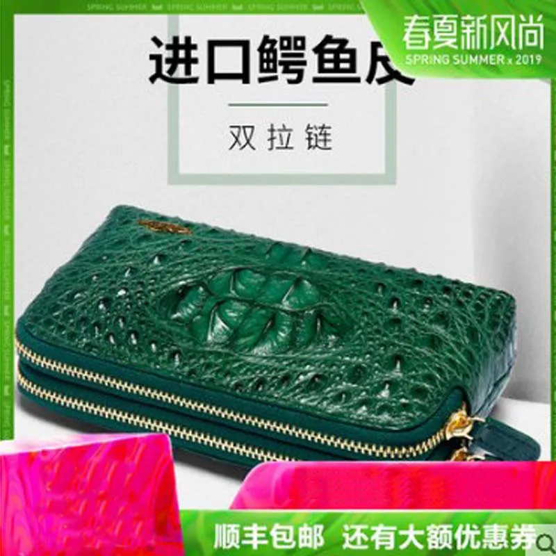 Carteira de Couro Bolsa de Couro de Crocodilo com Carteira Genuíno para Mulheres na Mão Yuanyu Novidades Crocodile Estilo Longo Importado