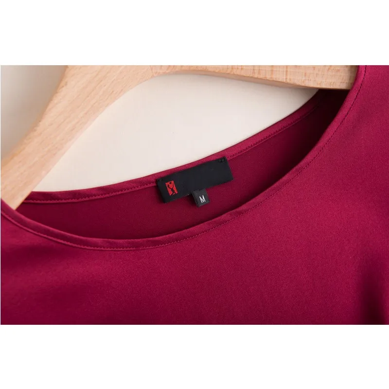 Рубашка женская из 100% шелка с круглым вырезом и рукавами три четверти | Женская