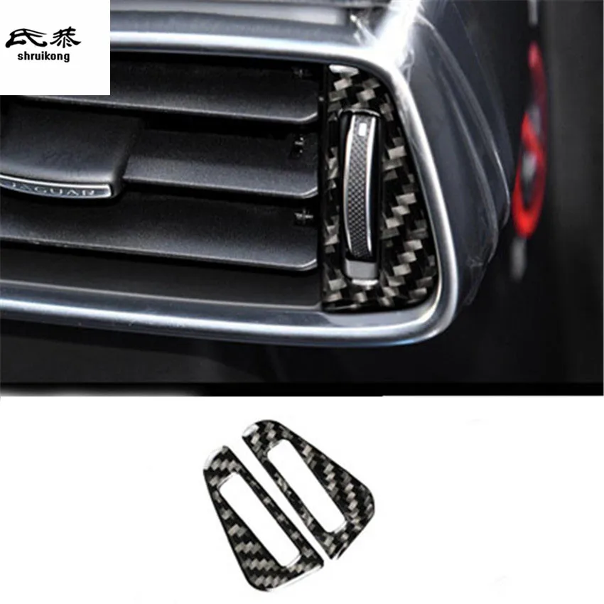 

2pcs/Lot Car Sticker Epoxy Glue Carbon Fiber Grain Front Both Sides Air Conditioning Outlet Cover For Jaguar XEL XFL F-PACE