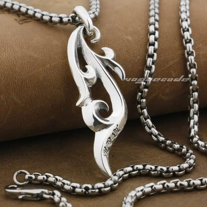 LINSION Tribal Curl лезвие для татуажа Surf 925 пробы Серебряная Мужская Байкерская подвеска