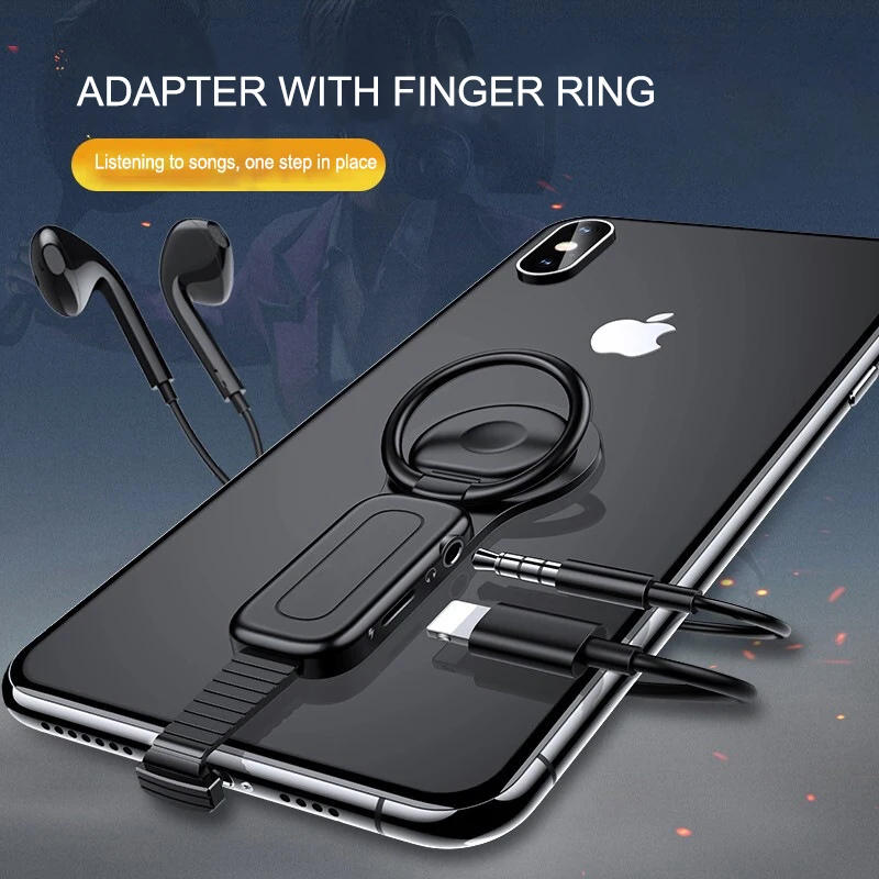 Кольцо держатель адаптер для iPhone XS MAX XR X 7 8 AUX до 3 5 мм аудио зарядное устройство