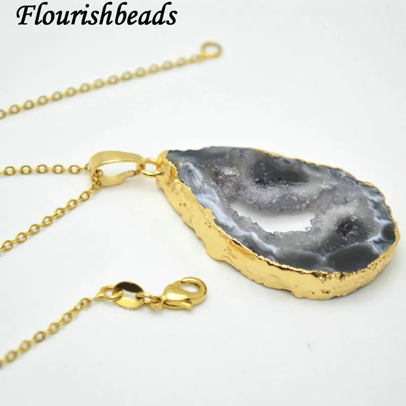 Natural Geode Drusy Agate Slice Stone Pendant Fashion Jewelry Supplies | Украшения и аксессуары